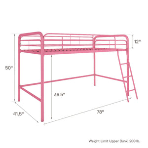 DHP Jett Kids' Low Loft Bed - Pink - Twin