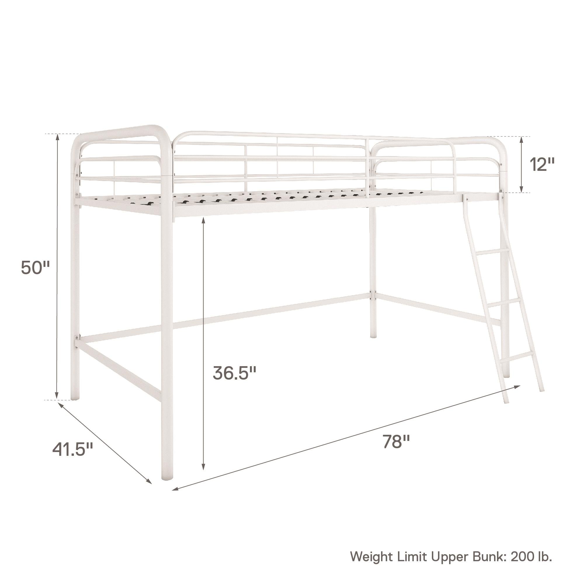 DHP Jett Kids' Low Loft Bed - White - Twin