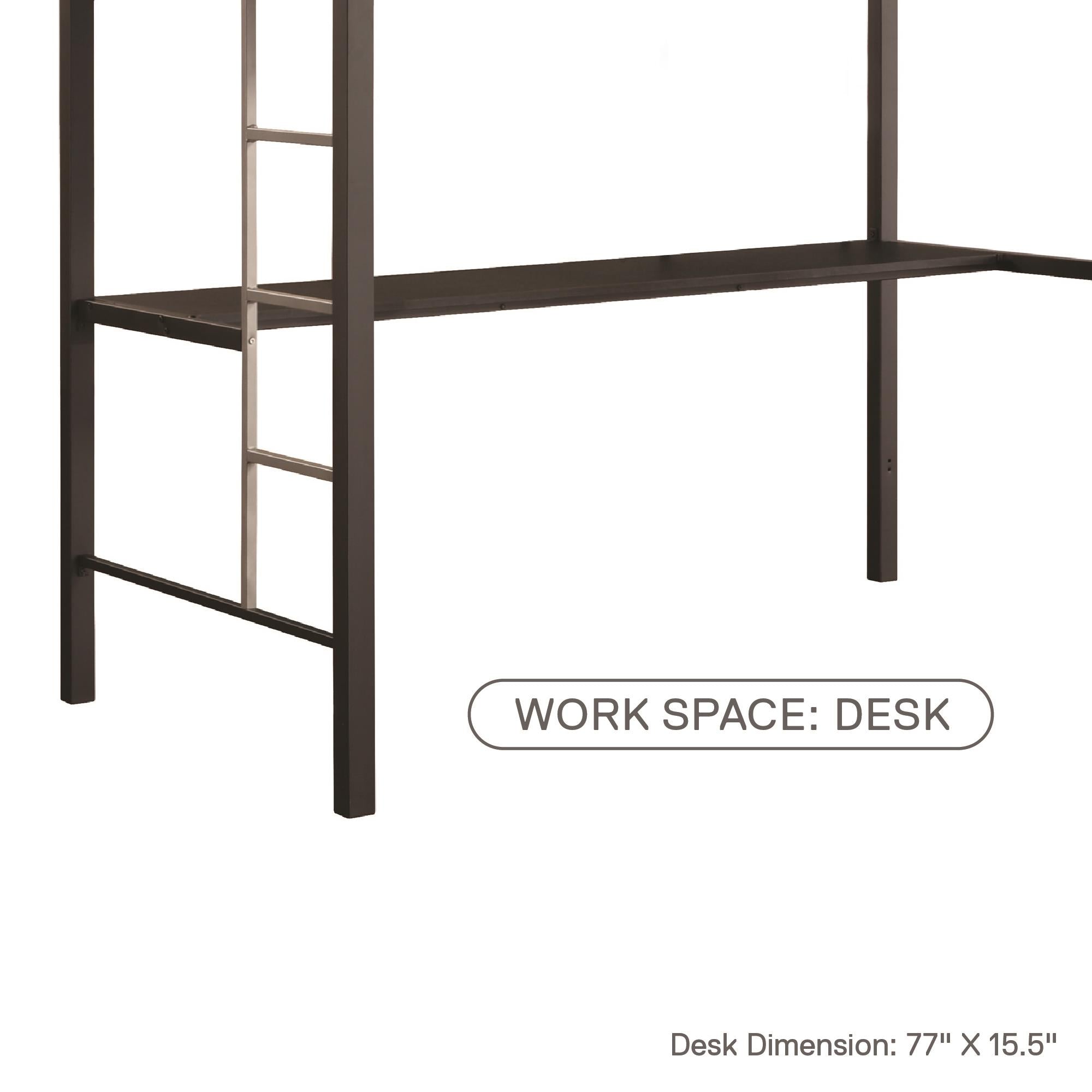 DHP Silver Screen Kids' Loft Bed - Black - Twin