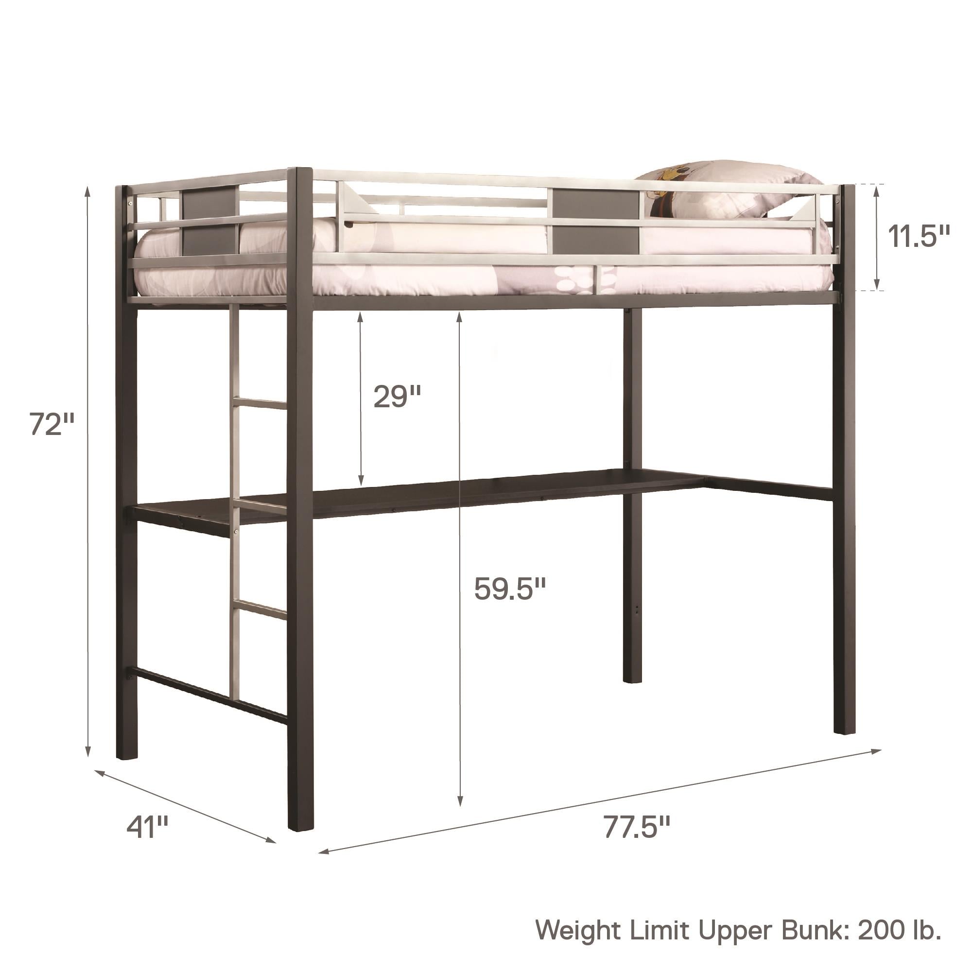 DHP Silver Screen Kids' Loft Bed - Black - Twin