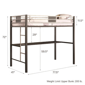 DHP Silver Screen Kids' Loft Bed - Black - Twin