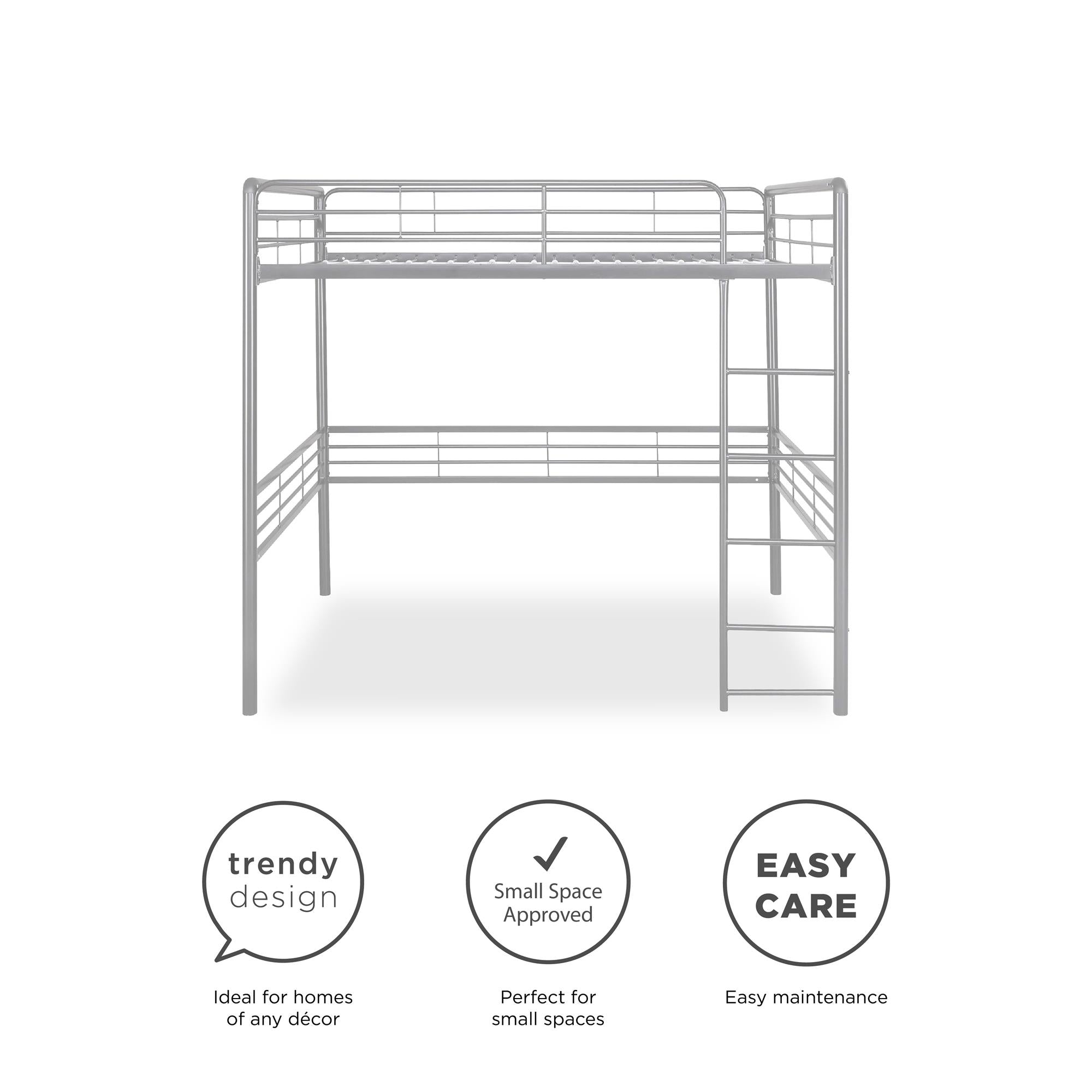 DHP Tommy Kids' Loft Bed - Silver - Full