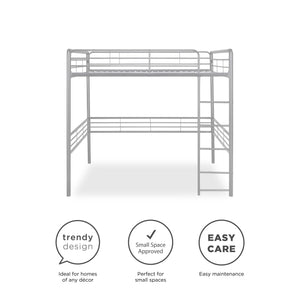 DHP Tommy Kids' Loft Bed - Silver - Full