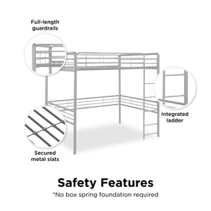 DHP Tommy Kids' Loft Bed - Silver - Full