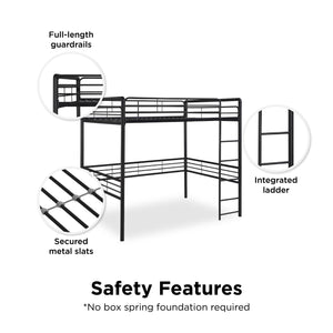 DHP Tommy Kids' Loft Bed - Black - Full