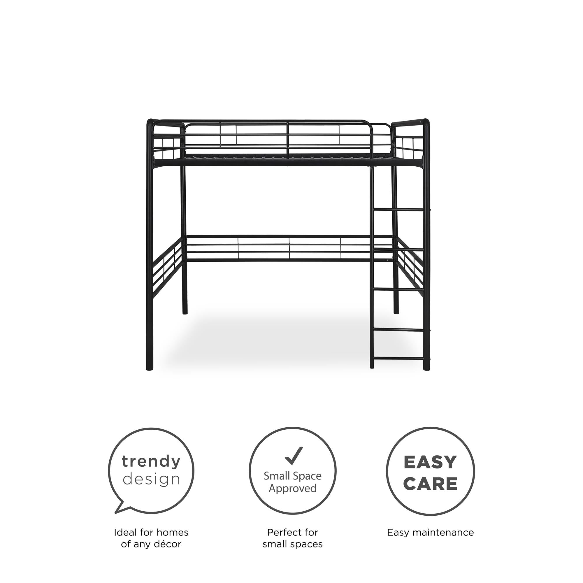 DHP Tommy Kids' Loft Bed - Black - Full
