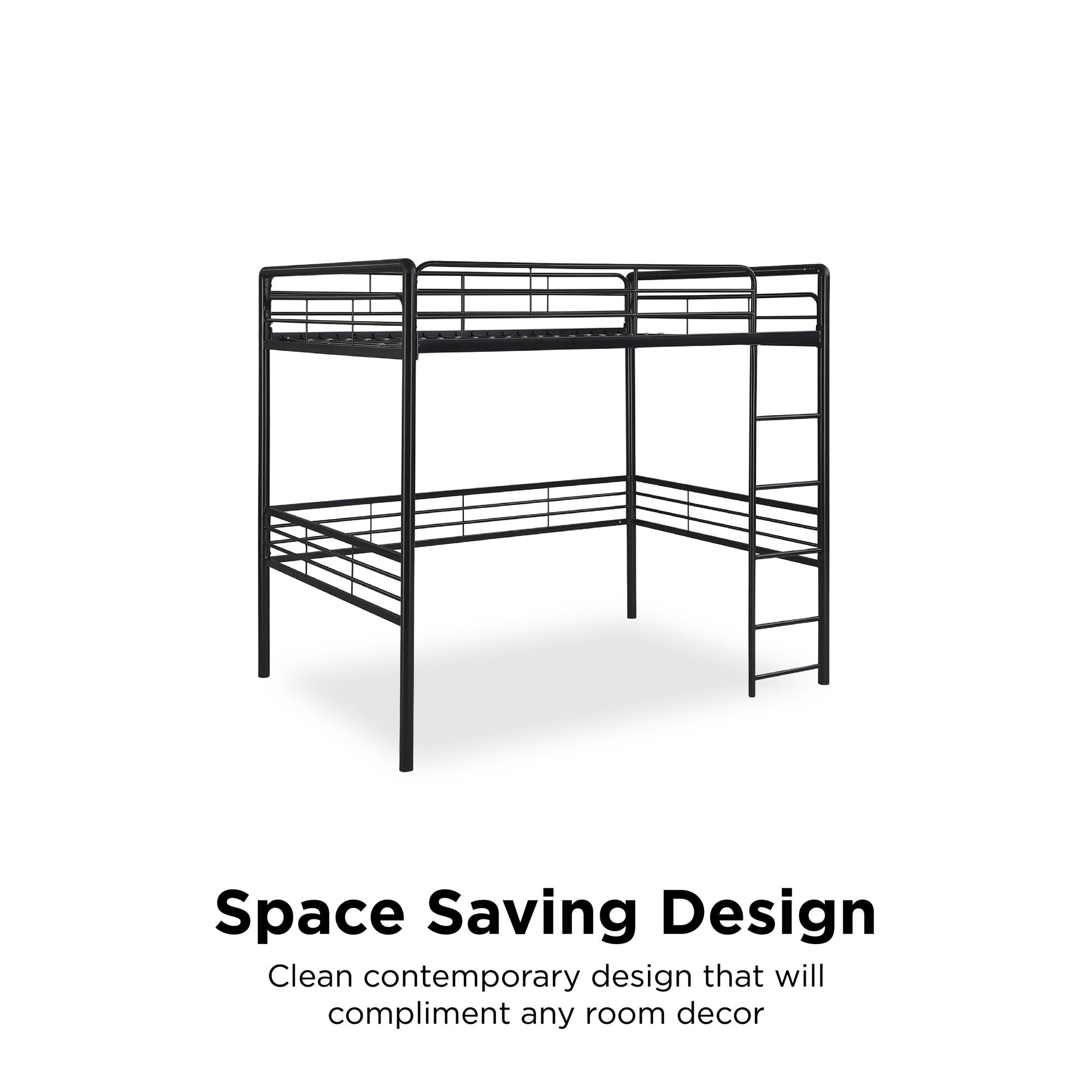 DHP Tommy Kids' Loft Bed - Black - Full