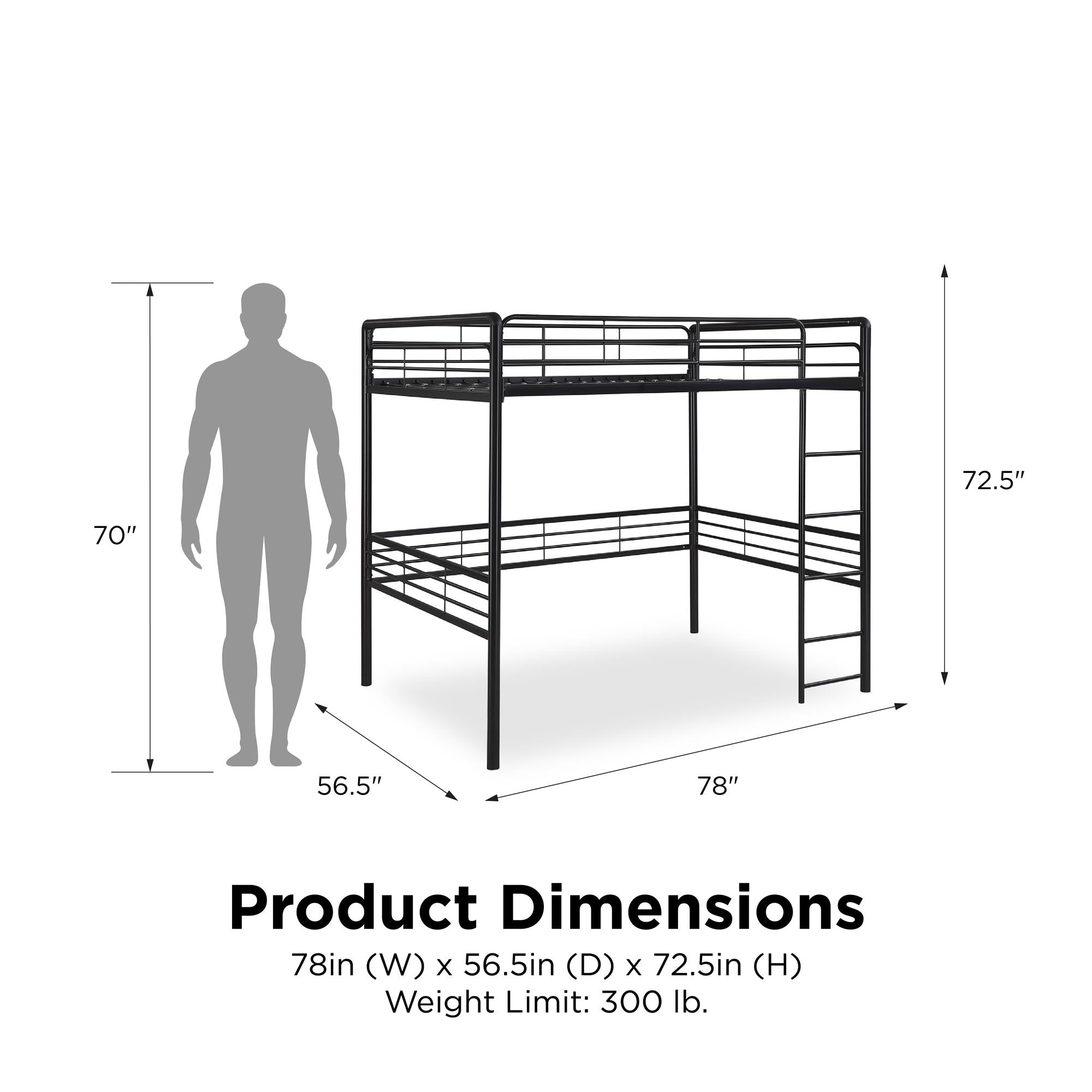 DHP Tommy Kids' Loft Bed - Black - Full