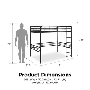 DHP Tommy Kids' Loft Bed - Black - Full
