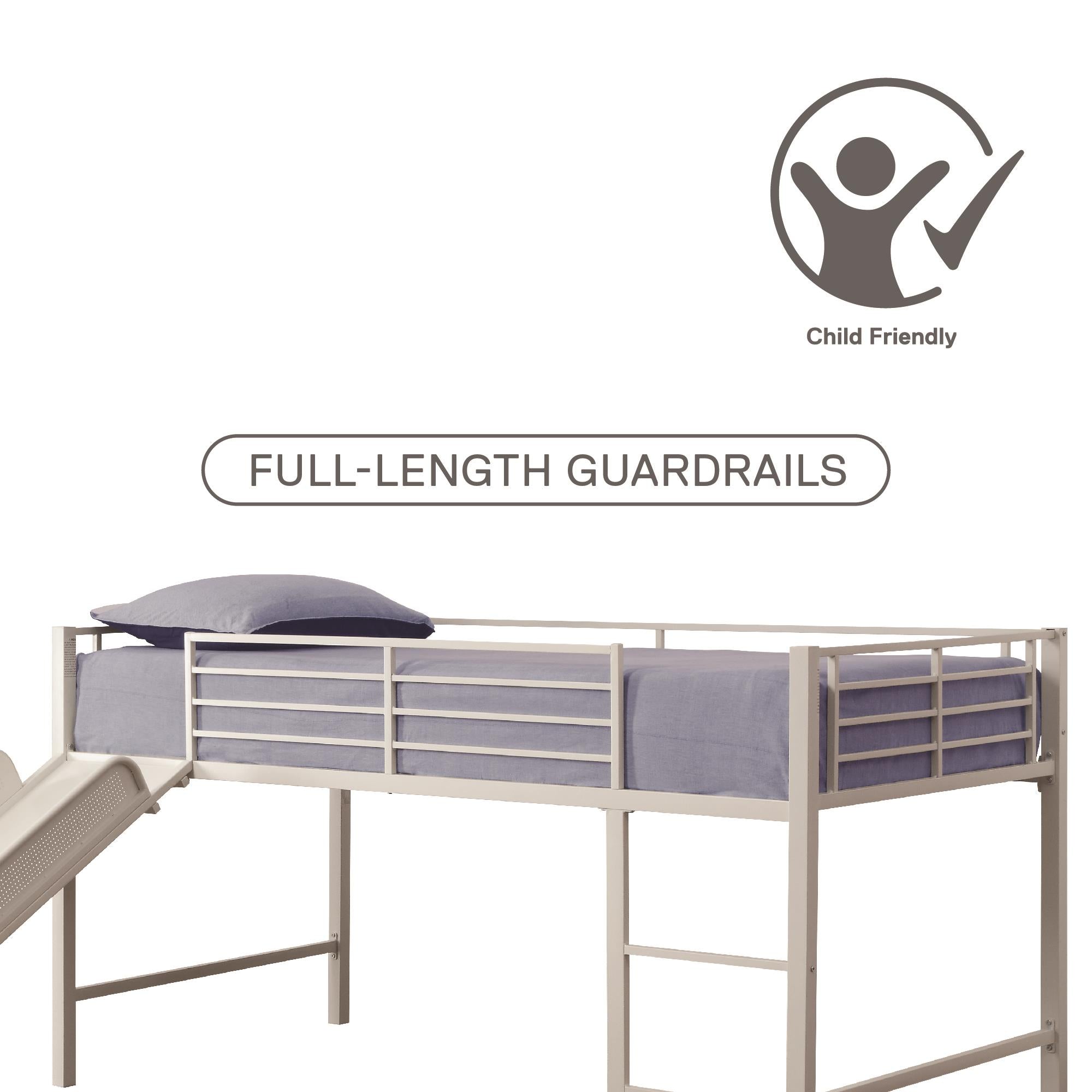 DHP Laurie Kids' Low Loft Bed with Slide - White - Twin