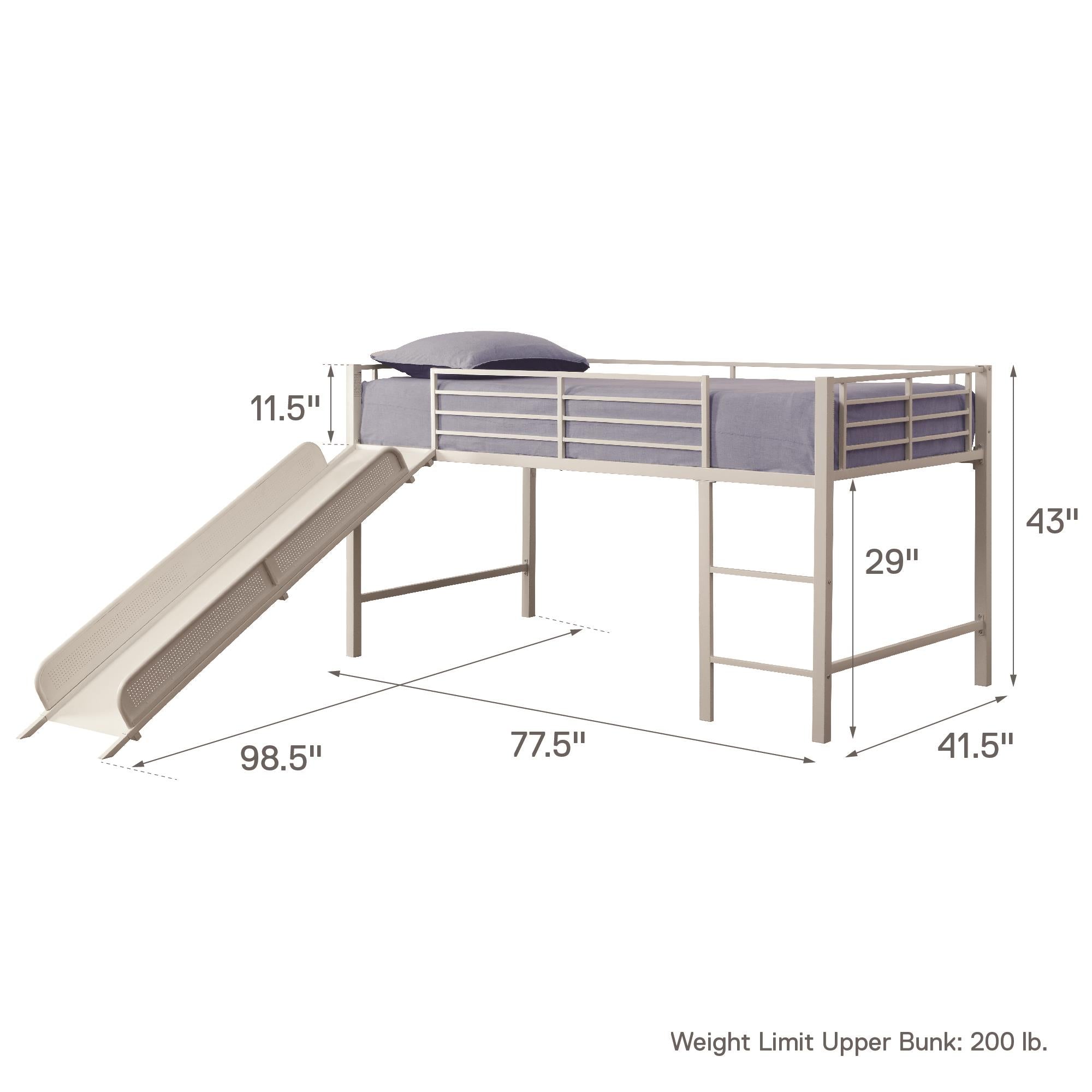 DHP Laurie Kids' Low Loft Bed with Slide - White - Twin