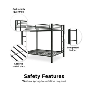DHP Sidney Kids' Bunk Bed - Black - Full-Over-Full