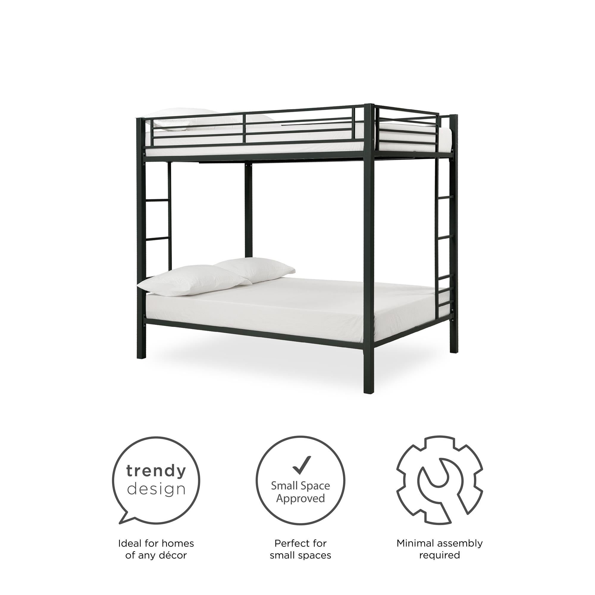 DHP Sidney Kids' Bunk Bed - Black - Full-Over-Full