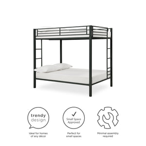 DHP Sidney Kids' Bunk Bed - Black - Full-Over-Full
