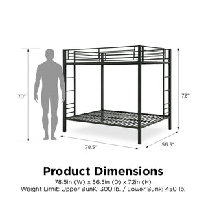 DHP Sidney Kids' Bunk Bed - Black - Full-Over-Full