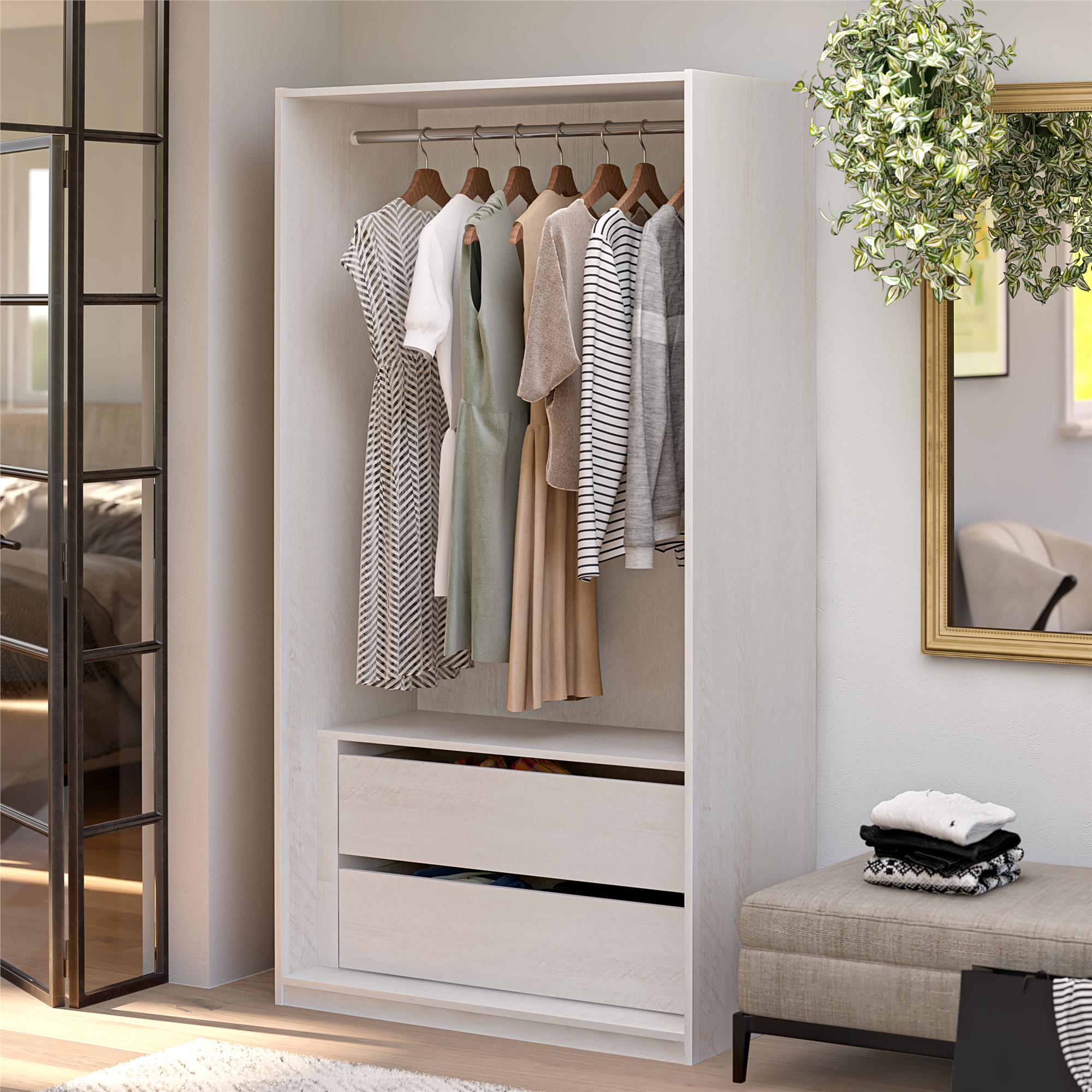 Systembuild Evolution Perry Park Modular Extra Wide Wardrobe with Drawers - Ivory Oak