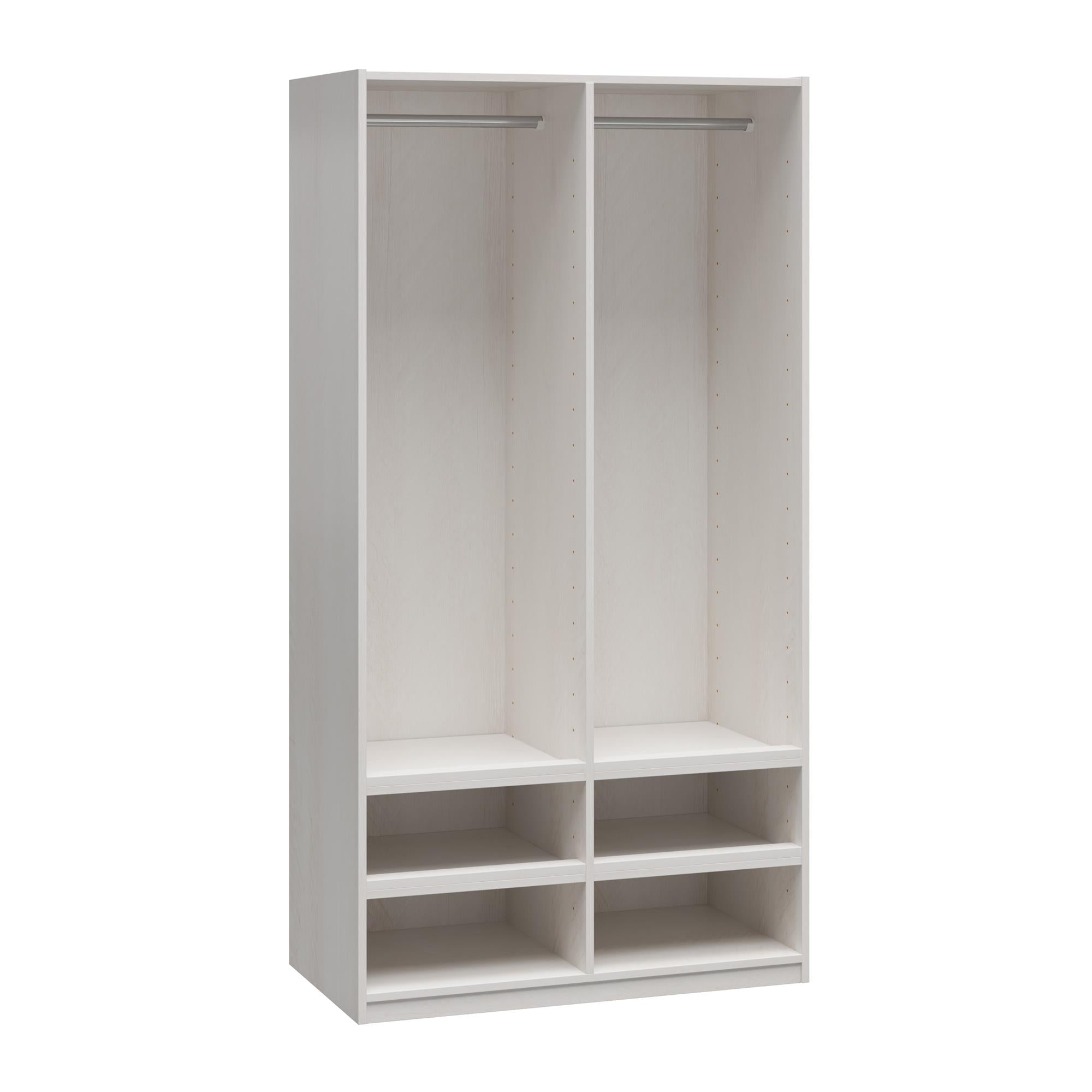 Systembuild Evolution Perry Park Modular Extra Wide Wardrobe with Open Shelves - Ivory Oak
