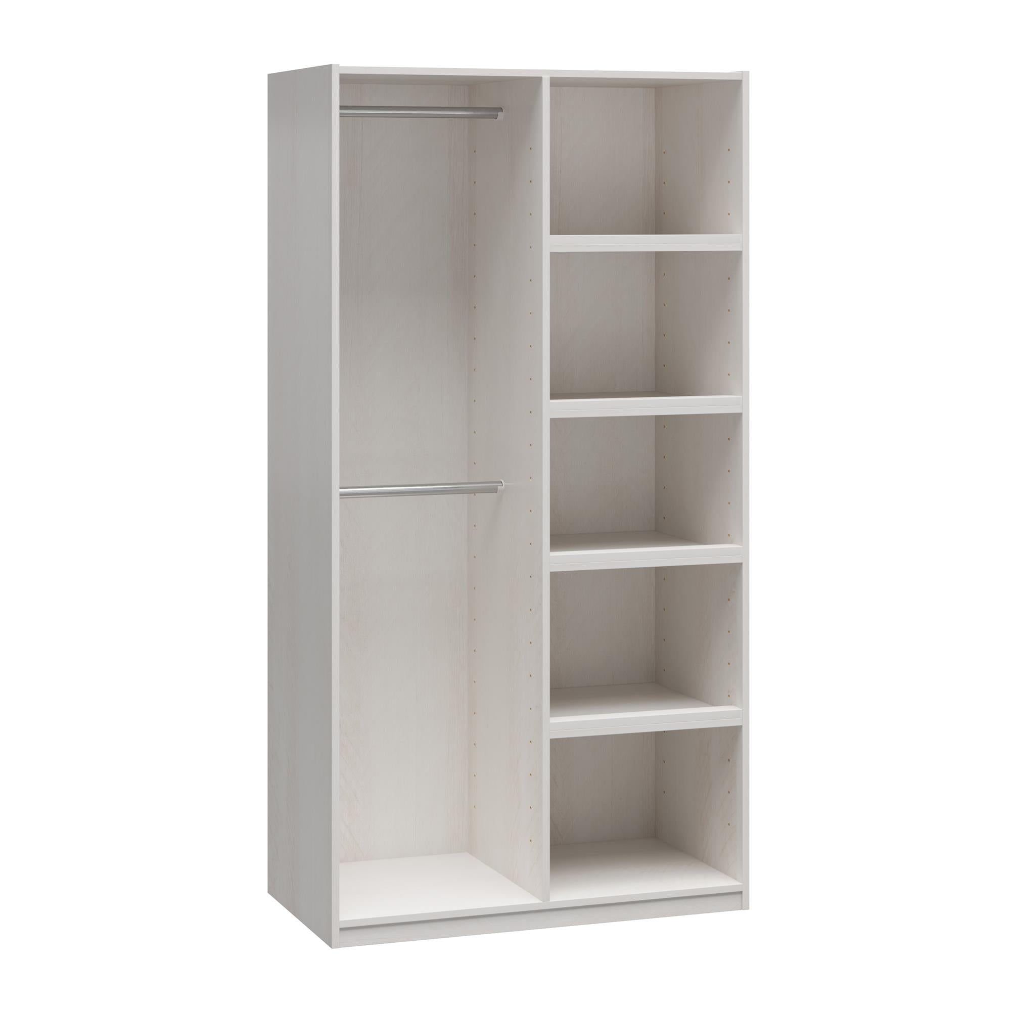Systembuild Evolution Perry Park Modular Extra Wide Wardrobe with Open Shelves - Ivory Oak