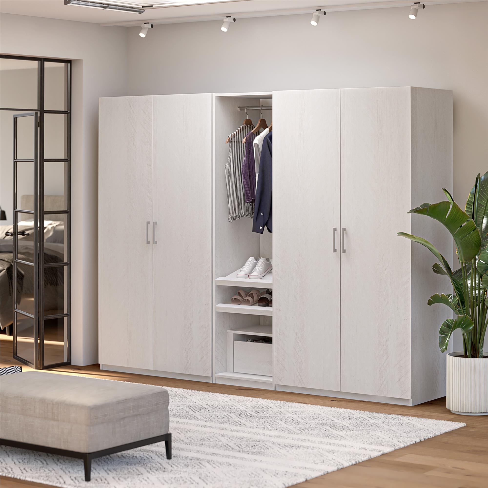 Systembuild Evolution Perry Park Modular Extra Wide Wardrobe with Open Shelves - Ivory Oak