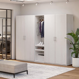 Systembuild Evolution Perry Park Modular Extra Wide Wardrobe with Open Shelves - Ivory Oak