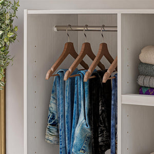 Systembuild Evolution Perry Park Modular Extra Wide Wardrobe with Open Shelves - Ivory Oak