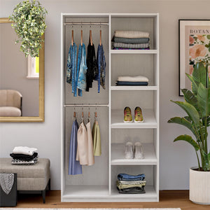Systembuild Evolution Perry Park Modular Extra Wide Wardrobe with Open Shelves - Ivory Oak
