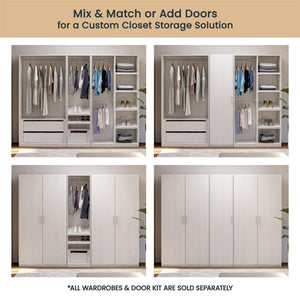 Systembuild Evolution Perry Park Modular Extra Wide Wardrobe with Open Shelves - Ivory Oak