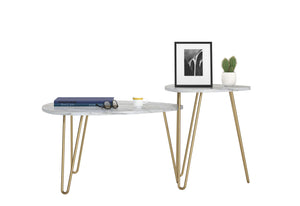 Novogratz Athena Nesting Tables - White marble