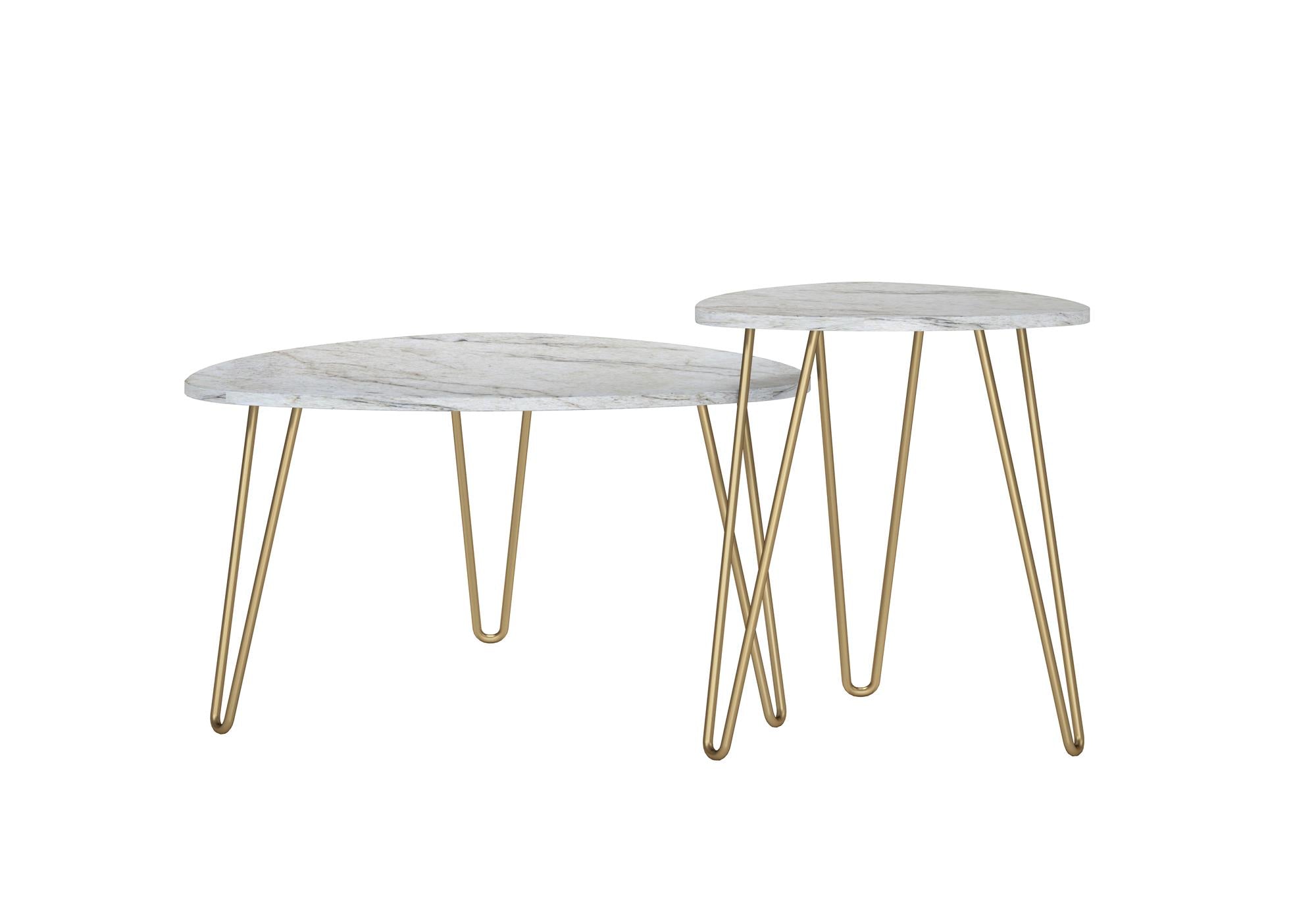 Novogratz Athena Nesting Tables - White marble