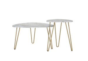 Novogratz Athena Nesting Tables - White marble