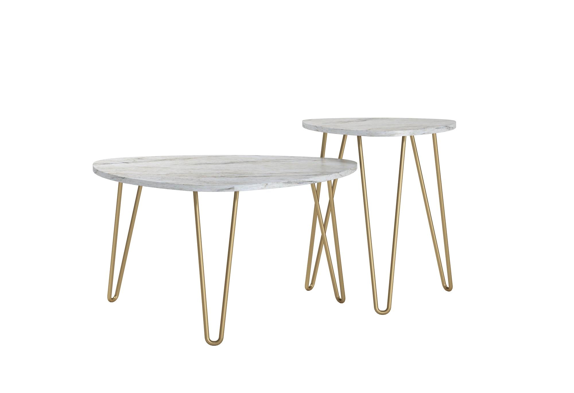 Novogratz Athena Nesting Tables - White marble