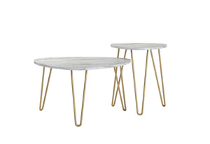 Novogratz Athena Nesting Tables - White marble