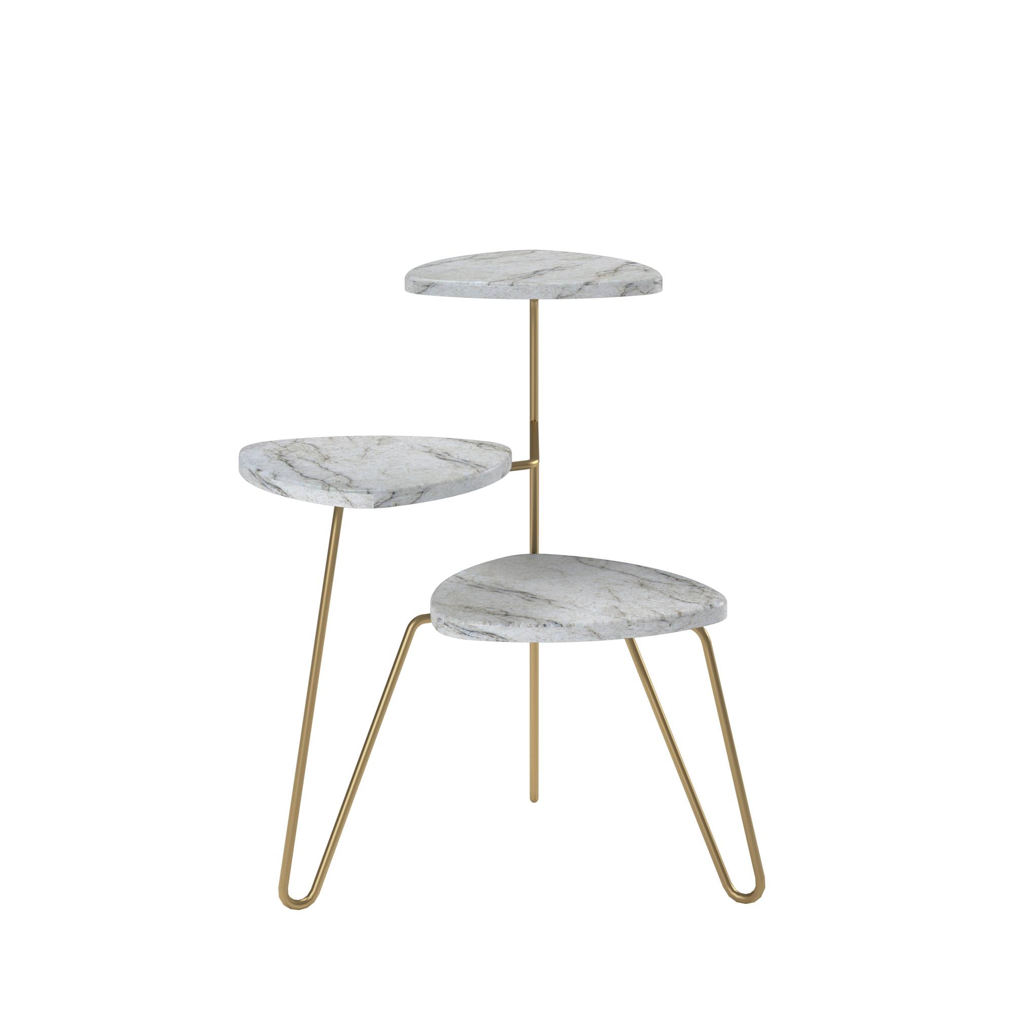 Athena Plant Stand, White Faux Marble - White marble