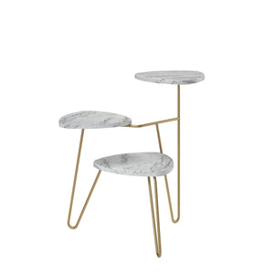 Athena Plant Stand, White Faux Marble - White marble