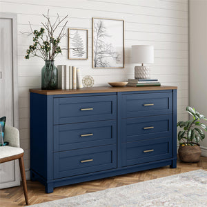 Ameriwood Home Armada 6-Drawer Wide Dresser - Navy