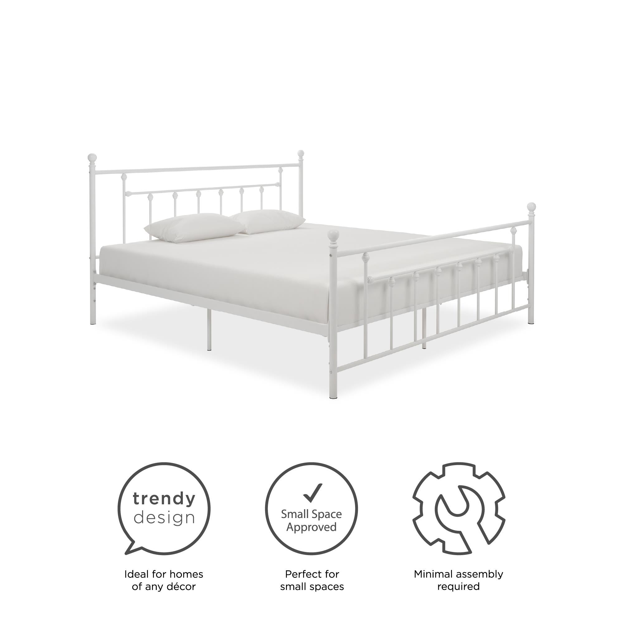 DHP Manila Metal Bed Frame - White - King