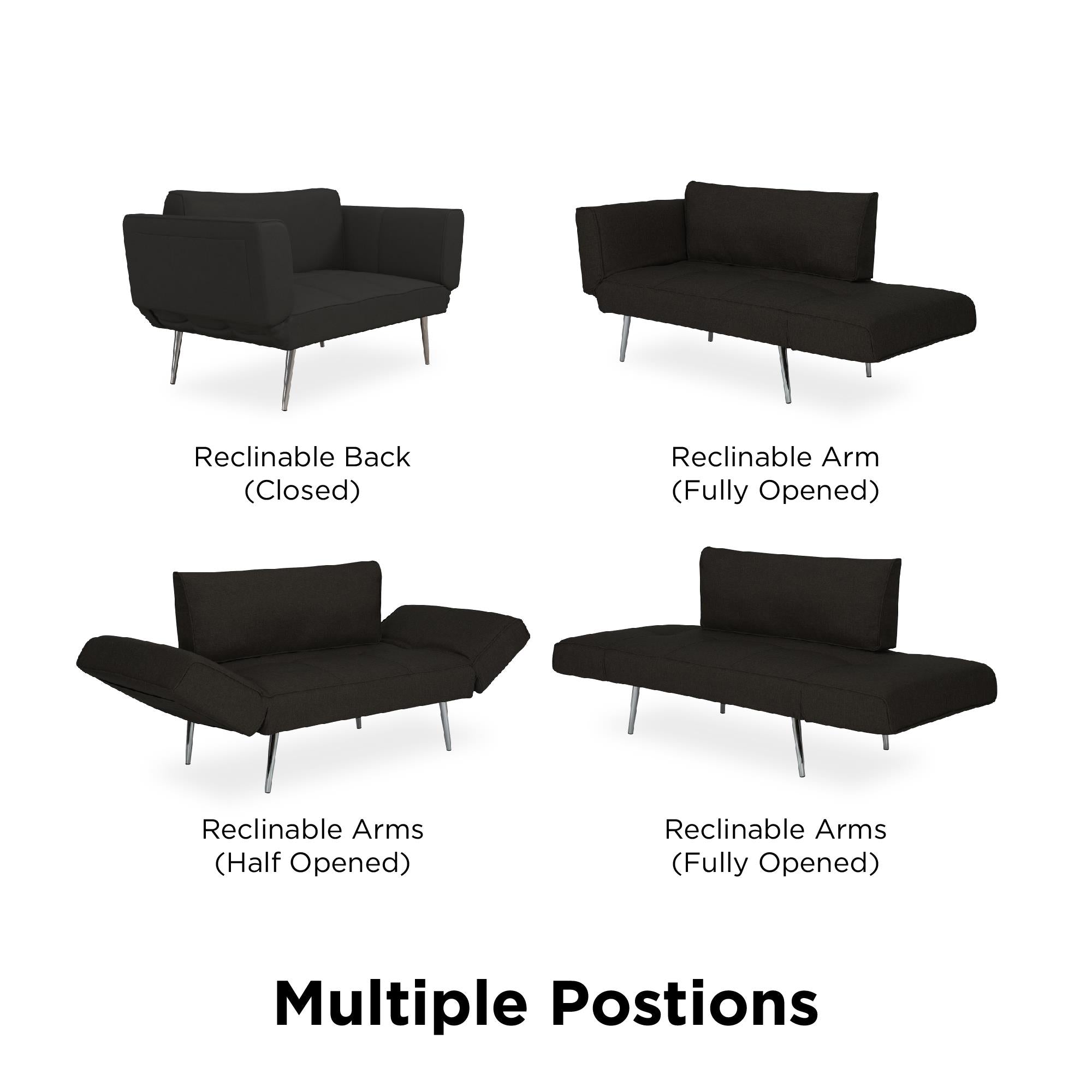 DHP Euro Futon with Magazine Storage - Black