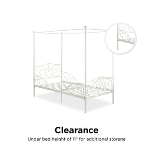 DHP Canopy Metal Bed - White - Twin