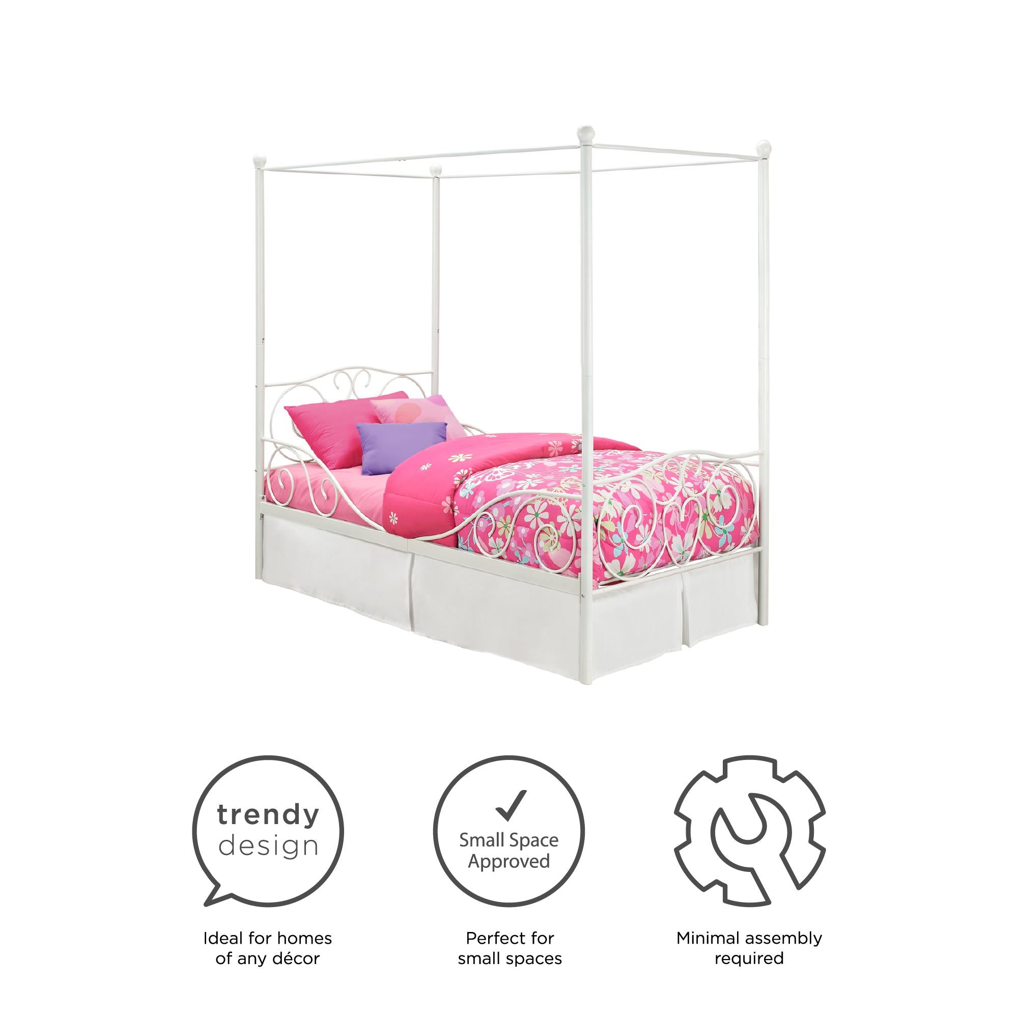 DHP Canopy Metal Bed - White - Twin