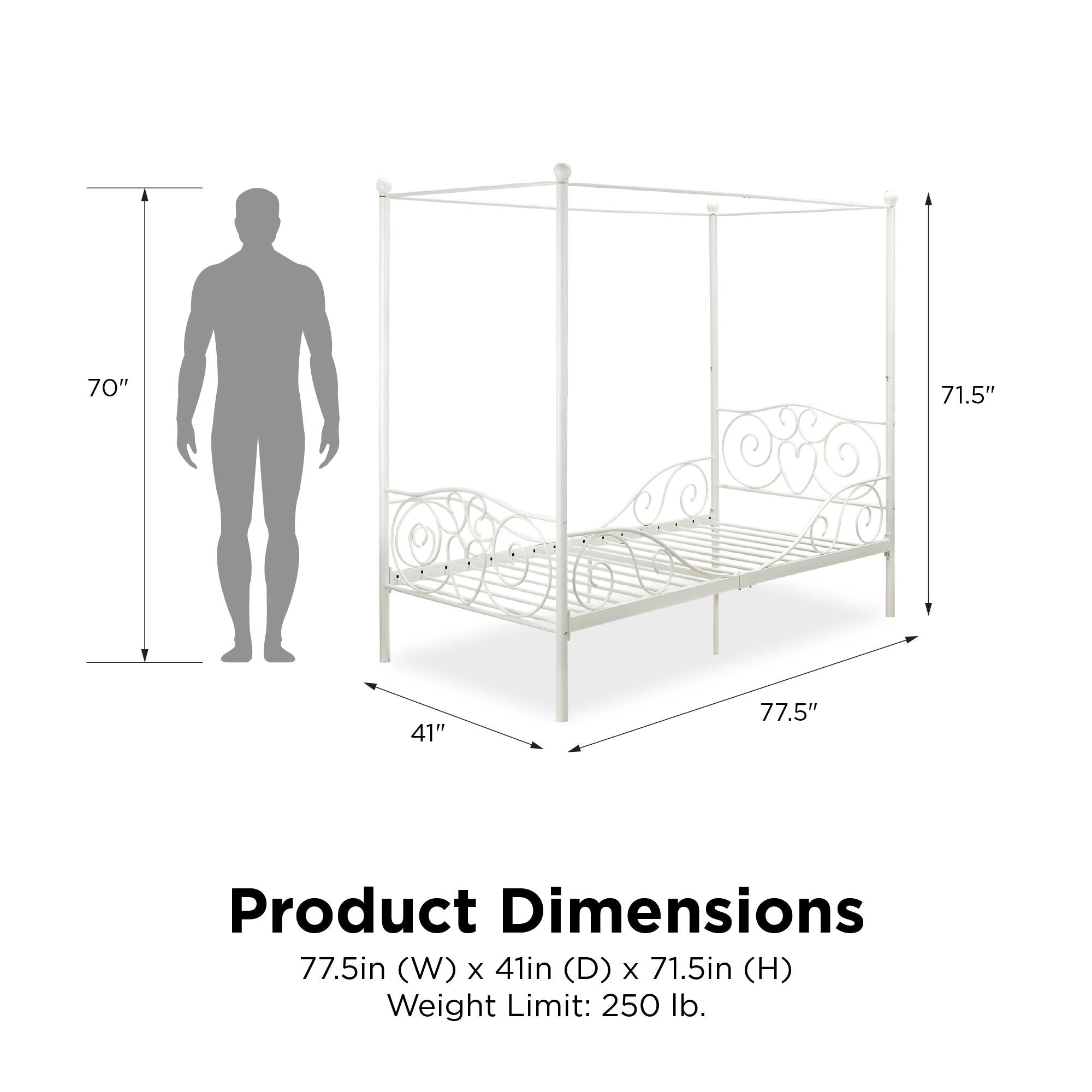 DHP Canopy Metal Bed - White - Twin
