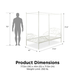 DHP Canopy Metal Bed - White - Twin
