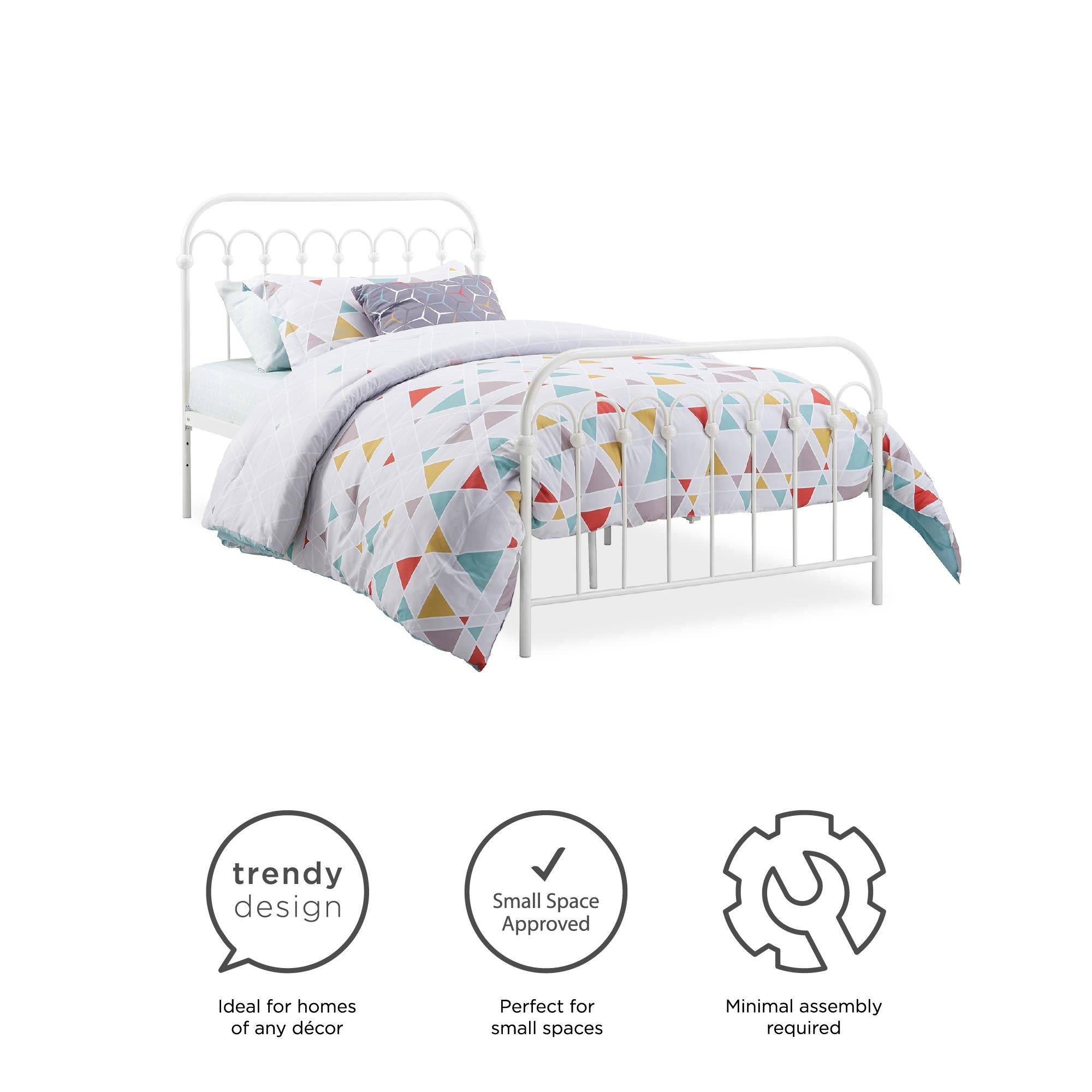Novogratz Bright Pop Metal Bed - White - Twin