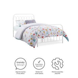 Novogratz Bright Pop Metal Bed - White - Twin
