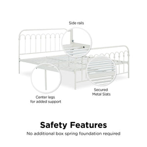 Novogratz Bright Pop Metal Bed - Off White - Full