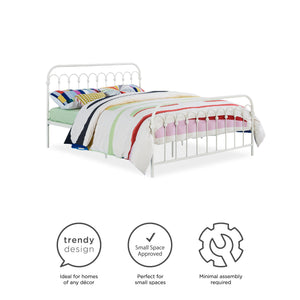 Novogratz Bright Pop Metal Bed - Off White - Full