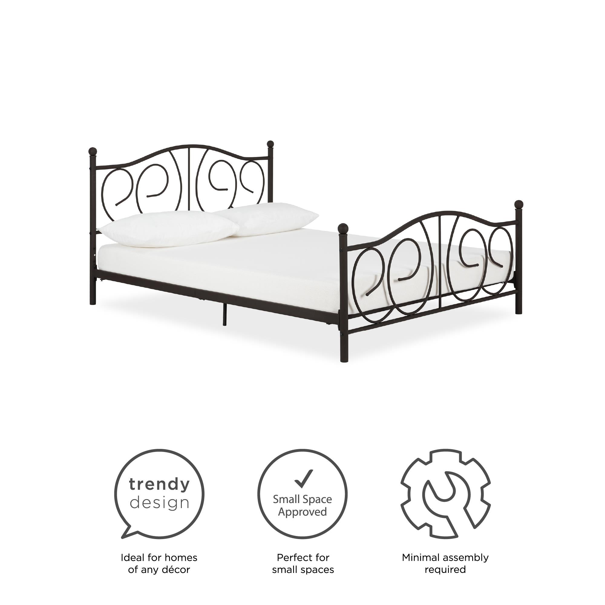 DHP Victoria Metal Bed Frame - Bronze - Queen