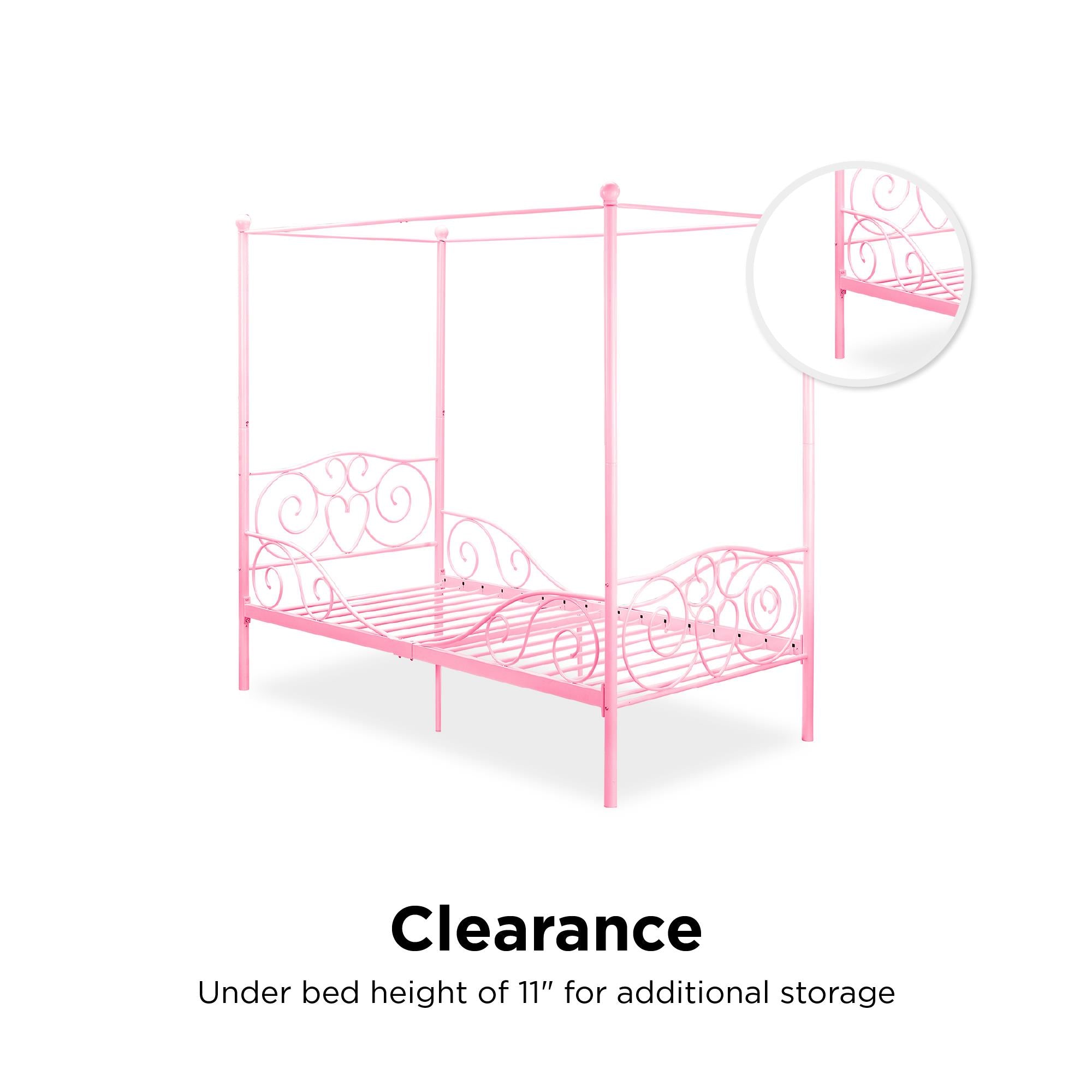 DHP Canopy Metal Bed - Pink - Twin
