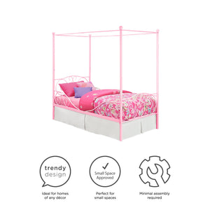 DHP Canopy Metal Bed - Pink - Twin