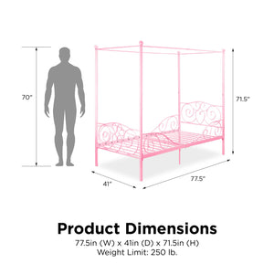 DHP Canopy Metal Bed - Pink - Twin