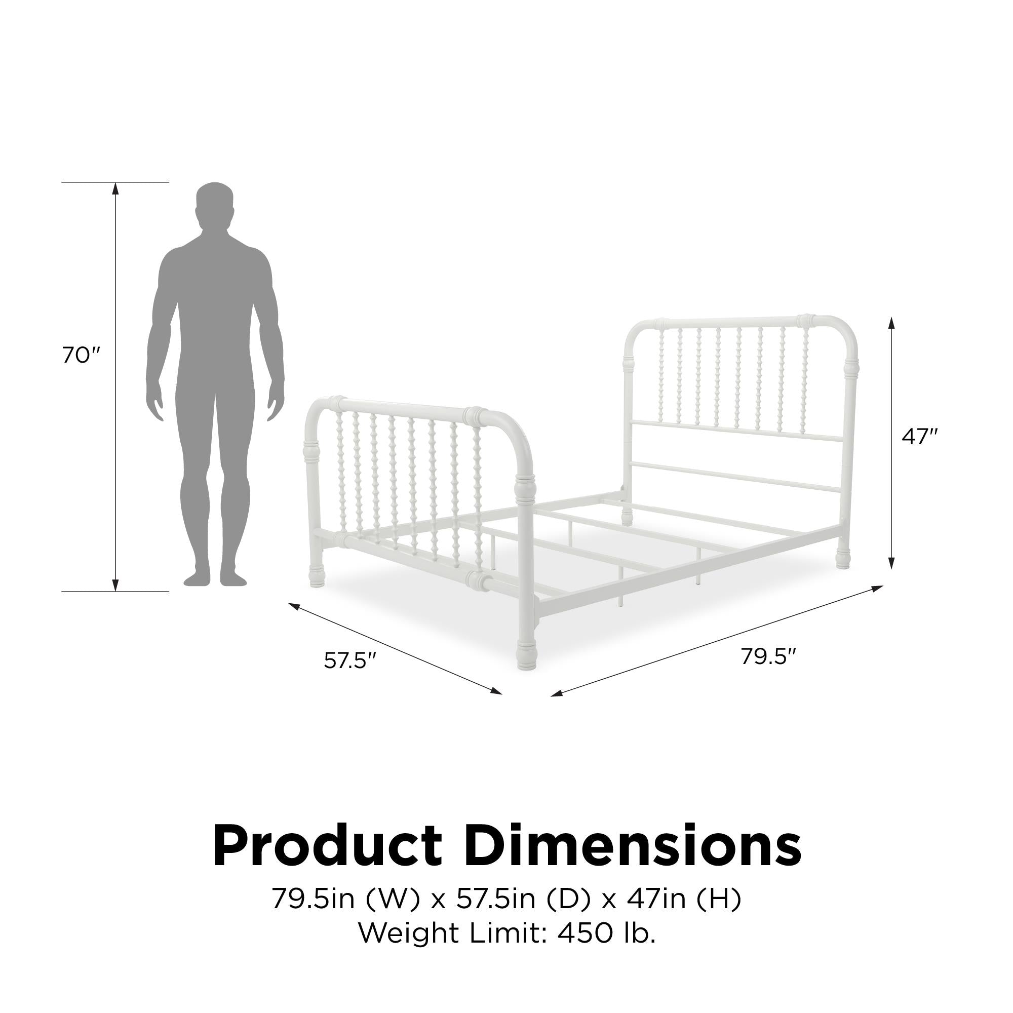Max & Finn Wren Metal Bed - White - Full